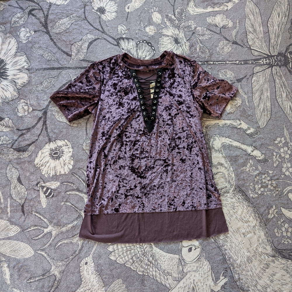 Velvet Lace Up Top